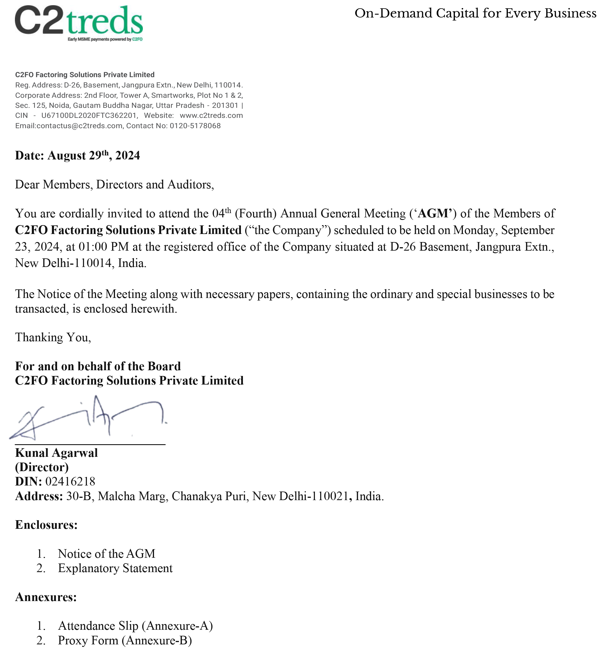 AGM Notice_C2FO FSPL-1